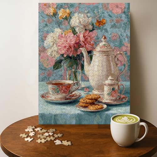 Casse-tête thé floral 500 pièces bois adulte 20 x 15 po
