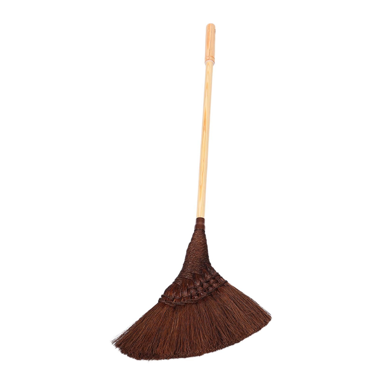 Escoba de Palma Artesanal Marrón con Mango Largo de Madera | Diseño Clásico Tradicional, Desmontable, para Interior y Exterior, Pensada para Dueños de Mascotas