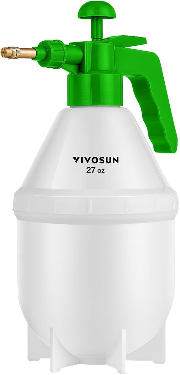 27oz Pump Sprayer, Handheld Garden Water Sprayer Bottle | with Adjustable Brass Nozzle, for Spraying Plants, Flowers, Weeds and Cleaning, Green