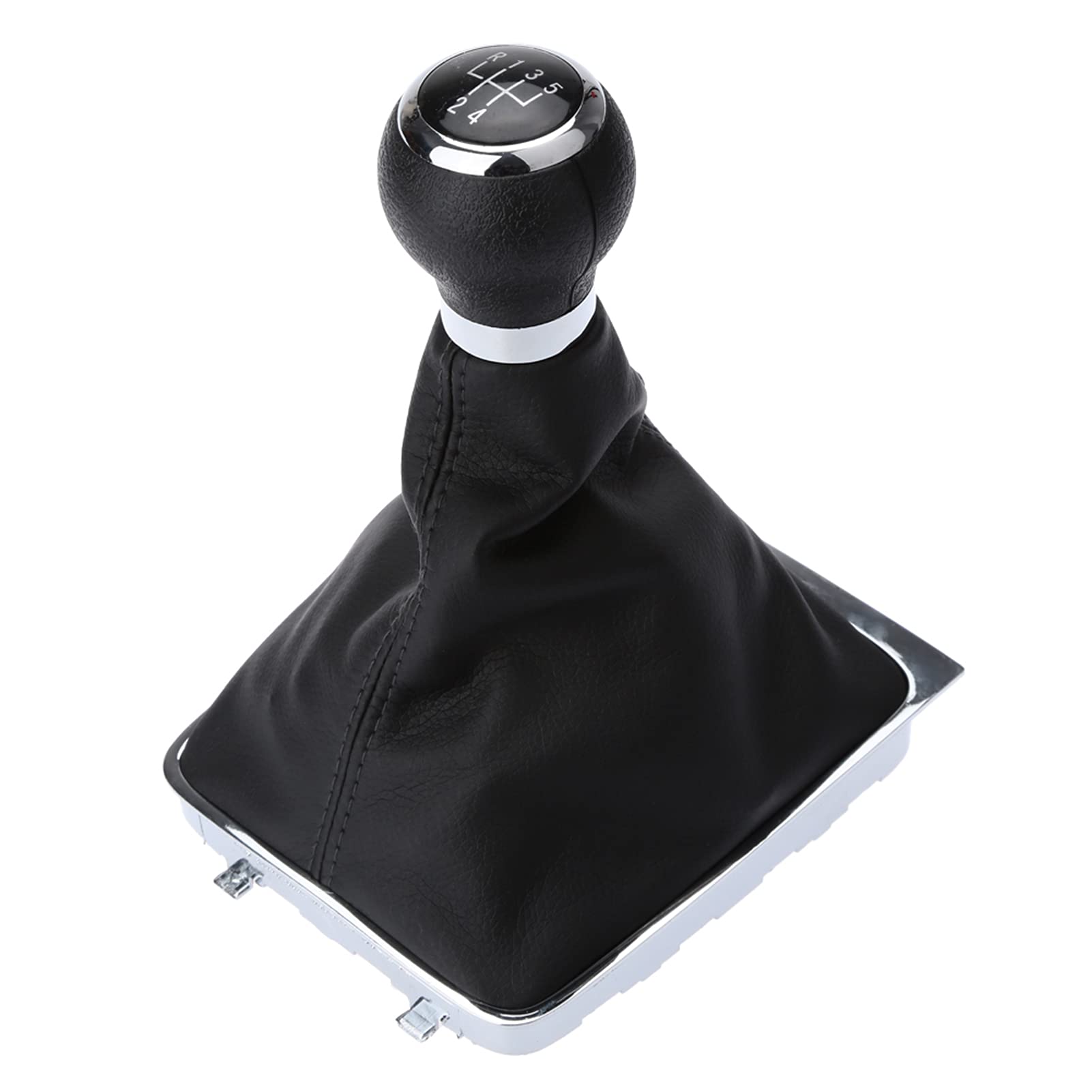 QISUO Gear Shift Knob Gaitor, 5 Speed Gear Shift Knob Stick Boot Gaiter Frame for VW Passat B6 Black