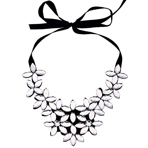 BEUU Bib Statement Necklace Colorful Glass Crystal Collar Choker Necklace for Women Fashion Accessories