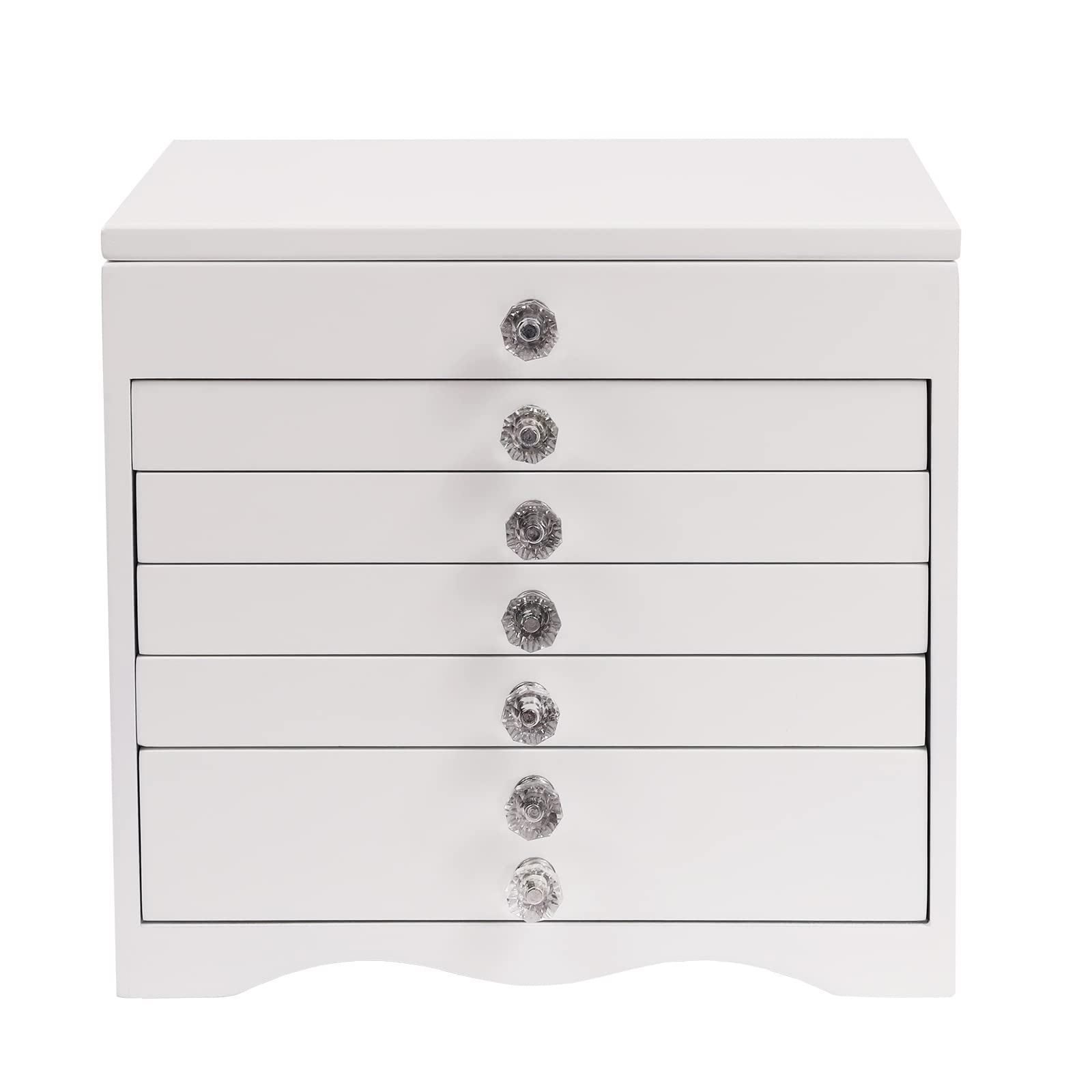 Weiße Schmuckkasten mit Spiegel - 7 Schicht Schmuckorganizer mit 5 Schubladen, 28 x 19 x 26 cm, Große Schmuckbox mit Flanellfutter für Halsketten & Ohrringe (7 Schicht - Weiße)