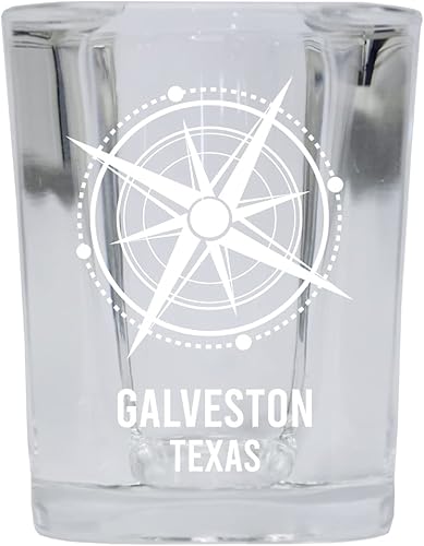 R and R Imports Galveston Texas Beach Souvenir - Vaso de chupito de base cuadrada, 2 onzas, individual