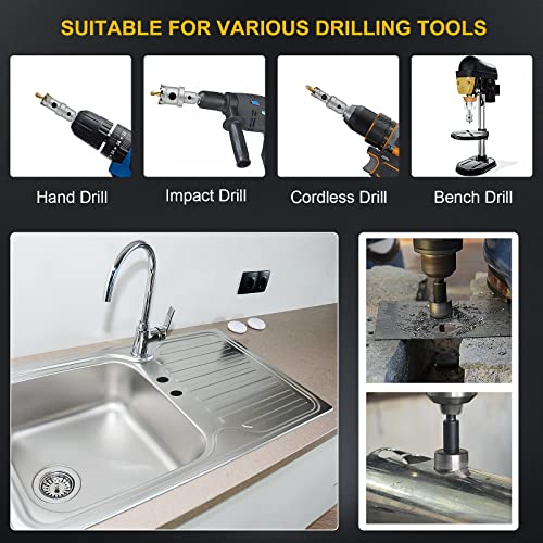 Wichemi 10Pcs Tct Hole Saw Kit Tungsten Carbide Tipped Hole Cutter Set Heavy Duty Hole Saw Hole Cutting Drill Bit For Stainless Steel Copper Iron Aluminum Iron Metal Plate 5/8" To 2-1/8" Inch #TOP5