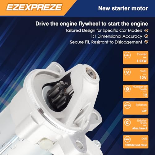 Image of Ezexpreze 19247 New Starter Motor Replacement for 13-17 Ford F150 5.0 2014 F150 6.2, 13-19 F250 F350 6.2, 13-19 E350, 13-14 Expedition E150 E250 Lincoln Navigator, 13-19 F450 F550 F59 F53 6.8 V8 V10