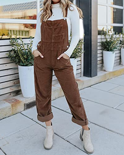 Onedreamer Womens Corduroy Overalls Adjustable Straps Baggy Bib Corduroy Jumpsuit Casual Corduroy With Pockets #TOP1