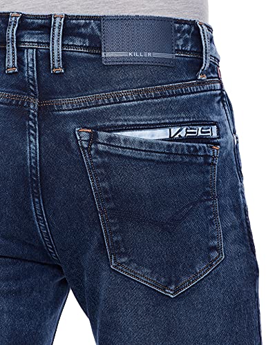 KILLER-Mens-Slim-Jeans KILLER Mid Tone Wash Cotton Polyester Fleece Slim Fit Mens Jeans (A219111SLMDORBU-P)