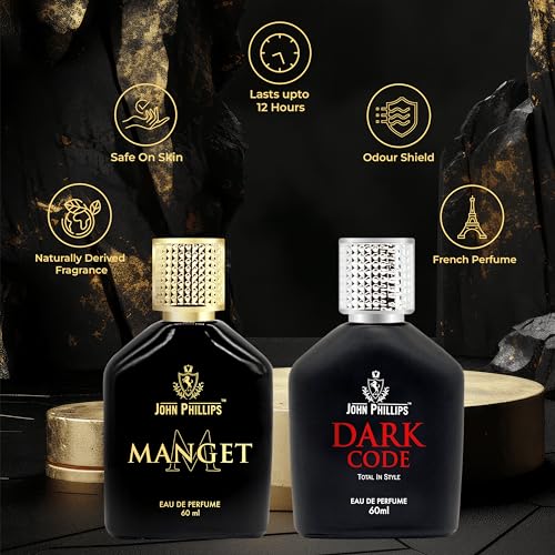 Image of John Phillips Manget & Dark Code 60 ml + 60 ml Eau De French Perfume For Men