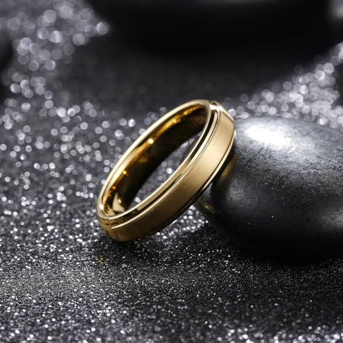 Image of King Will Classic Tungsten Wedding Band for Men, 6 /7 /8 /9 /10mm Widths, Polished Finish Step Edge Matte Rings Comfort Fit