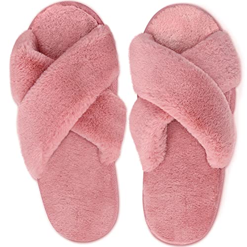 BERGMAN KELLY Pantoufles pour Femme, Pantoufles Fuzzy, Pantoufles Style Fourrure à Bandes Croisées, Diapositives en Molleton Doux, Pantoufles Sexy House (Collection Clouds)