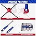 HYES 3-in-1 Baseball Set for Kids 3-5 - Tee Ball Stand, Hanging Tee, Ball Launcher and 6 Softballs - Adjustable Height, Indoor/Outdoor Sport Gifts for Boys, Blue