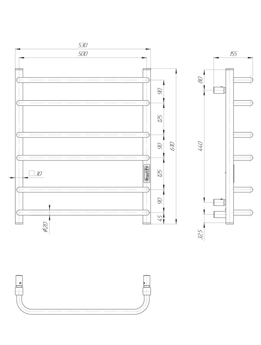 Elna grzejnik na ręczniki, złoty, 104 W, 610 x 530 mm, elektryczny z timerem i termostatem, do hotelu, mieszkania, SPA i studia – IP44 – stal nierdzewna – kompaktowy montaż na ścianie