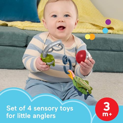 Image of Fisher-Price Baby Toys Mini Me Moments Reel Fun Fishing Set, 4-Piece Sensory Activities for Newborn Developmental Play Ages 3+ Months