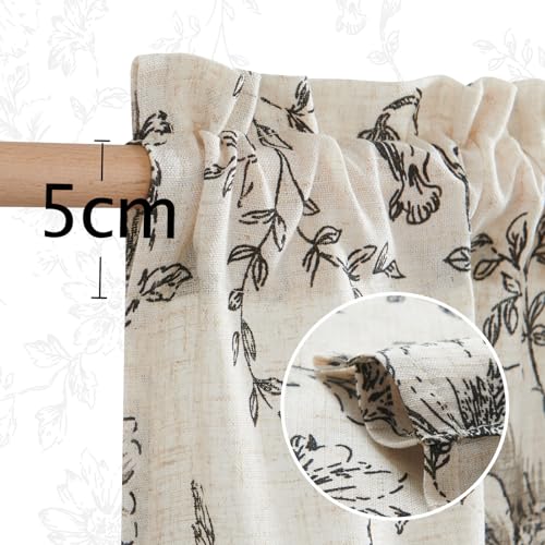 Vangao-Linen-Kitchen-Curtains-Floral-Tier-Drapes-24-Inch-Farmhouse-Botanic-Cafe-Curtains-Small-Window-Drapes-Rustic-Half-Window-Treatments-for-Living-Room-Bathroom-Laundry-2-Panels-Black-on-Beige Vangao Linen Kitchen Curtains Floral Tier Drapes 24 Inch Farmhouse Botanic Cafe Curtains Small Window Drapes Rustic Half Window Treatments for Living Room Bathroom Laundry 2 Panels Black on Beige