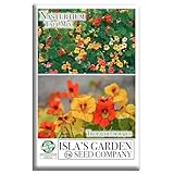 Nasturtium Tall Mix Flower Seeds – 50 Non-GMO & Heirloom Seeds by Isla’s Garden Seeds (Tropaeolum majus), Trailing or Climbing Blooms, Edible Flowers & Leaves, Great for Vertical Gardens & Gift Idea