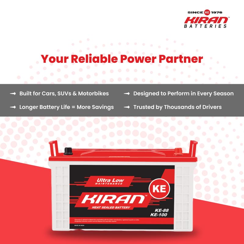 Image of KIRAN BATTERIES Commercial Battery | Advance Battery for Home, Office, Shop & Industrial Use | Long Backup & Low Maintenance High Performance | Leak Resistant | 60 Months Warranty (12V 90Ah)