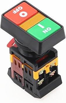 AMSH APBB-22N-25N PPBB-30N Start-Stop Double Pushbuttons Switch with LED LampMounting Hole 22mm 25mm 30mmDC12/24/36 AC220/380V Color PPBB-30, Size 380V