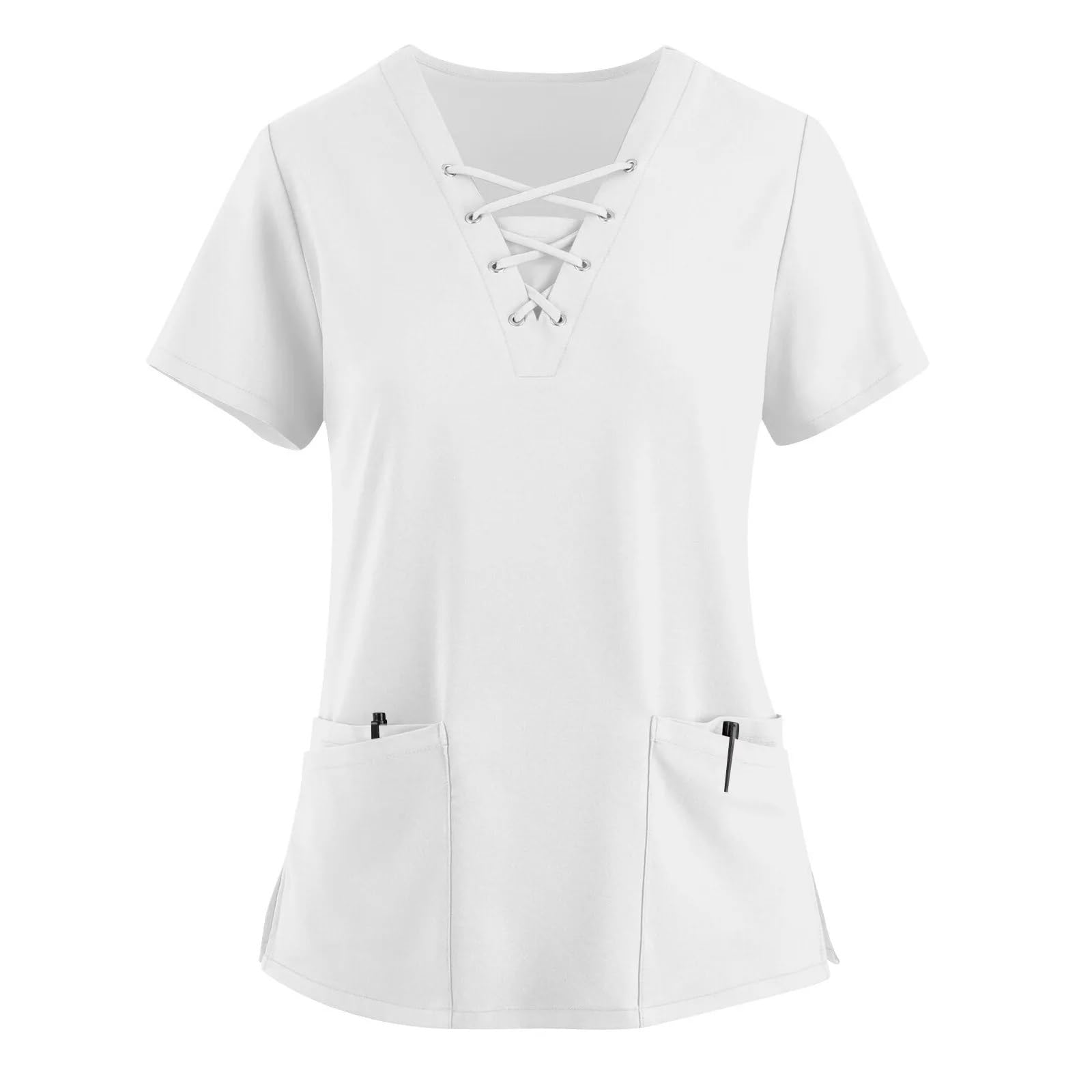 Casacca Estetista Donna Camicie da Lavoro for Infermieri, Camice da Lavoro for Donne, Camicette da Lavoro for Infermieri, Camicette ...(White,M)