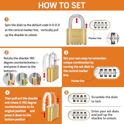 Image of Combination Lock-4 Digit Bottom Resettable Outdoor Brass Padlock Waterproof, Solid Wide Body, for School Gym Employee Sports Locker, Fence, Gate, Case, Hasp Storage, Suitcases, Keyless. (1)