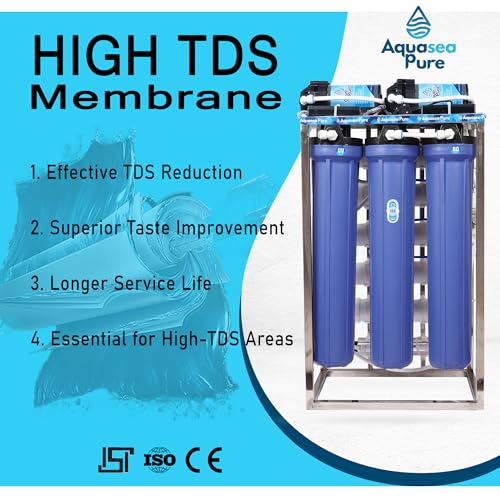 Image of 50 LPH Commercial Ro + Uv Protection RO Water Purifier Plant Stainless Steel With High Tds Membrane And Auto Shut Off + Tds Adjuster (50 litre). Suitable for home,office,collage etc.