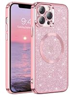 GaoBao Magnetic for iPhone 12 Pro Case, Slim Fit iPhone 12 Pro Case [Compatible with MagSafe] Luxury Sparkle Shiny Full Body Protective Phone Cases Covers for iPhone 12 Pro 6.1 inch, Pink Glitter