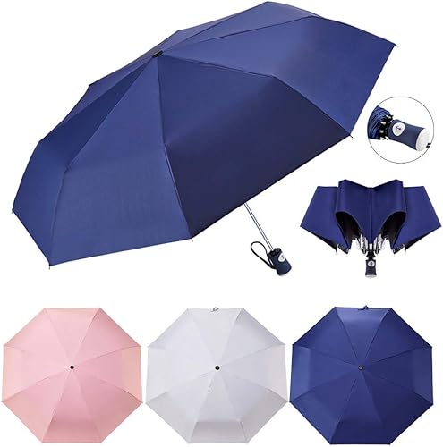 Miniatura 7 de FDJASGY - Sombrilla de viaje plegable y compacta, con apertura y cierre automático, para resistente al viento, a la lluvia y al 99.9% de protección