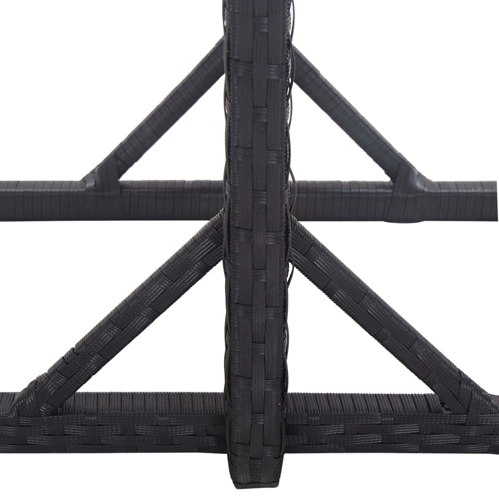 Mesa de jardín de ratán de polietileno, color negro, 110 x 53 x 72 cm, con placa de cristal, marco de acero estable, ratán sintético resistente al agua, para terraza y jardín