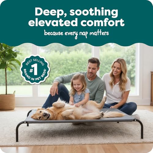 Image of FurHaven Elevated Dog Bed, Cooling Raised Pet Cot with Breathable Mesh, Durable Steel Frame, Indoor /Outdoor Use, Easy Assembly, Jumbo XL, Nylon Mesh with Steel Frame, Graphite Gray