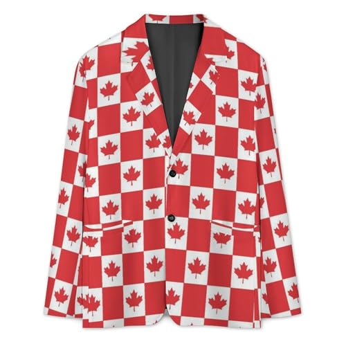 Canadian Flag Casual Men's Blazers Two Button Lapel Suits Jacket Lightweight Sport Coats3