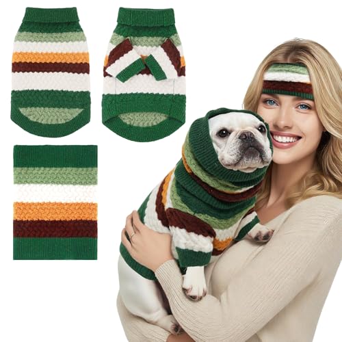KAROKU 2 Pcs Scarf and Sweater Set for Dogs &