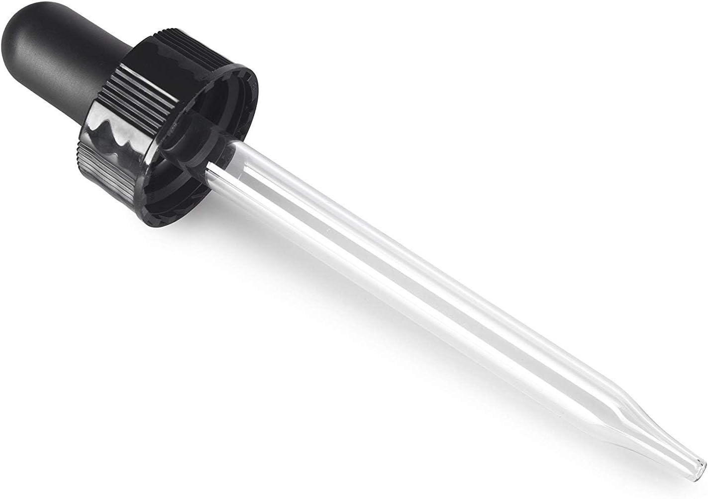JUVITUS 200 Pack Replacement 15 ml Black Straight Tip Glass Dropper Closure Top (18-400 Neck Size)