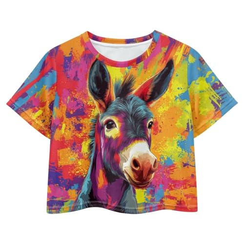 Cute Crop Tops for Girls 5-14T Kids Short Sleeve Shirt Activewear T-Shirt Athletic Workout Pullover Tee Top