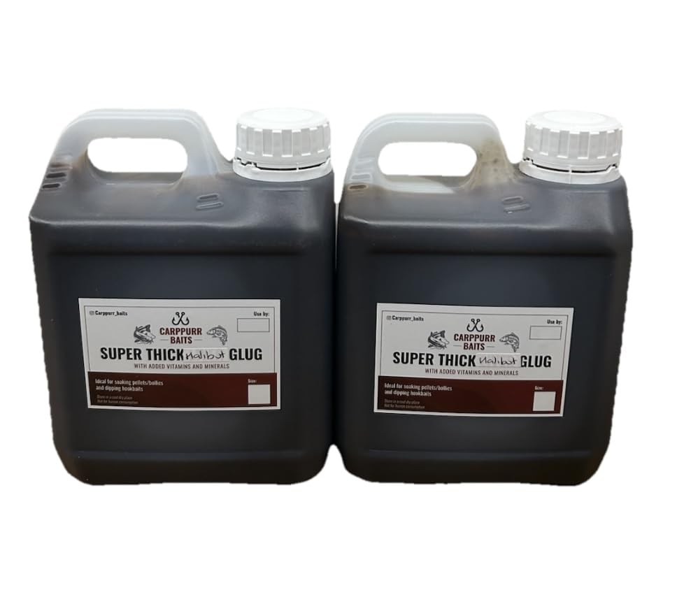 Carppurr baits Super Thick Halibut Glug 500ml-1L-2L-3L-5L – Liquid Attractor for Carp Fishing, Catfish & Sturgeon – PVA Friendly Bait Soak for Boilies & Pellets (2 litre)