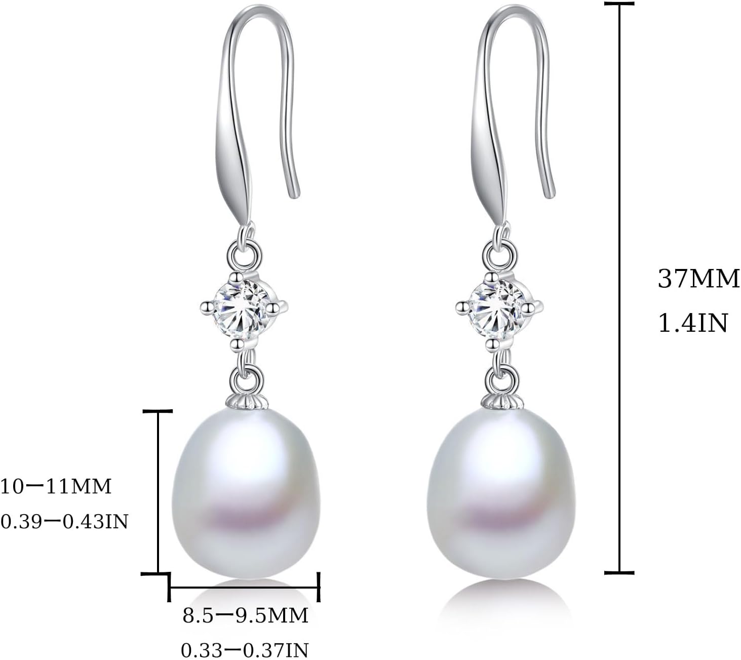 YAMI Pearl Drop & Dangle Earrings for Women, Freshwater/Saltwater Cultured Pearl in 925 Sterling Silver, Hypoallergenic Earrings for Sensitive Ears, Jewelry Gifts for Her, Every Day Wear Earrings - Image 3