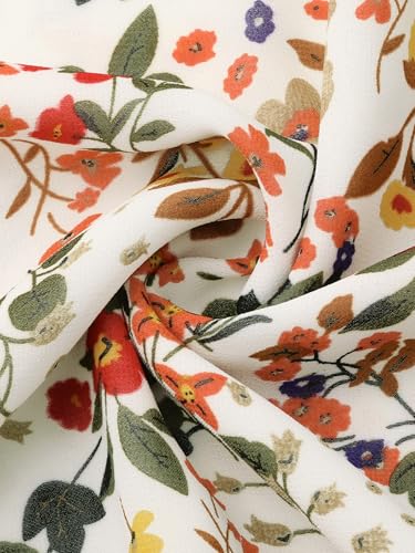 Image of Allegra K Fall Casual Floral Dress for Women 2025 Long Sleeve Crew Neck Chiffon Midi Tea Party Ruffle Dresses