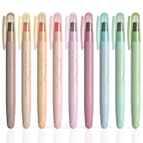 WEMATE Bibel Textmarker 9-Teiliges Gel Textmarker Set in Verschiedenen Farben Bibel Marker Hübsches Bibel Zubehör zum Markieren von Bibelstellen Farbcodierung und Hervorheben von Büchern