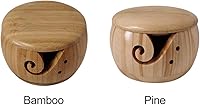 Vista 8 de Kakalote Tazón de madera hecho a mano, cuenco de almacenamiento de hilo con tapa, dispensador de soporte de hilo para ganchillo, organizador