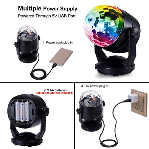 Enuoli Sound Activated Party Lights For Outdoor Indoor Battery Powered/Usb Plug In Portable 7 Color Rbg Rotating Disco Ball Strobe Lamp Stage Par Light For Car Room Xmas Birthday Dj Bar Club Wedding #TOP3
