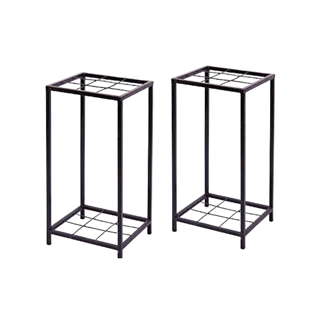 H S RETAIL Modern Indoor & Outdoor 2 Tier Iron Planter Stand/Flower Shelf Display Rack Holder for Garden/Balcony/Flower Pot Stand for Corner Display/Window Planted Stand(12x11 x23.5) Black,Set of 2