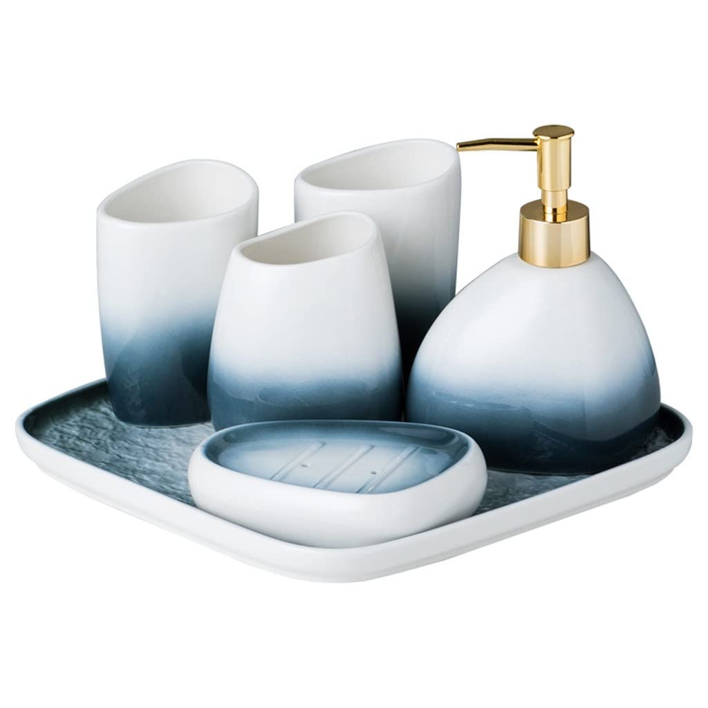 Juegos de lavabo con taza para cepillarse los dientes y utensilios grises