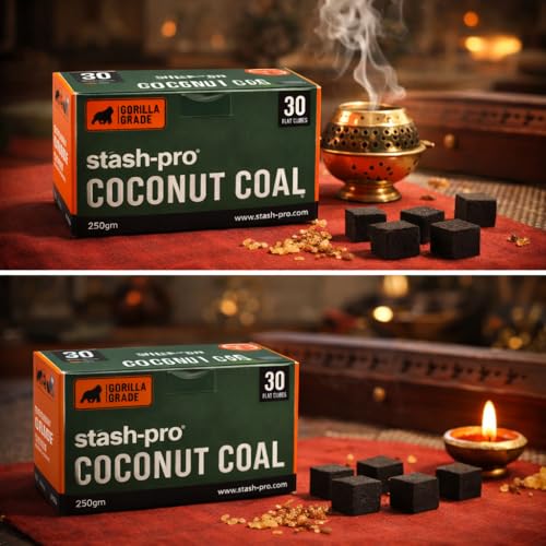 Image of Stash-Pro Coconut Coal Flat Cubes | Gorilla Grade | Long Burn | Low Odour | Low Ash | 250g per Box (3, Flat Cube)