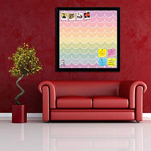Image of ArtzFolio Wavey | Bulletin Board Notice Pin Board | Vision Soft Board Combo with Thumb Push Pins & Sticky Notes | Black Frame | 24 x 24 inch (61 x 61 cms)
