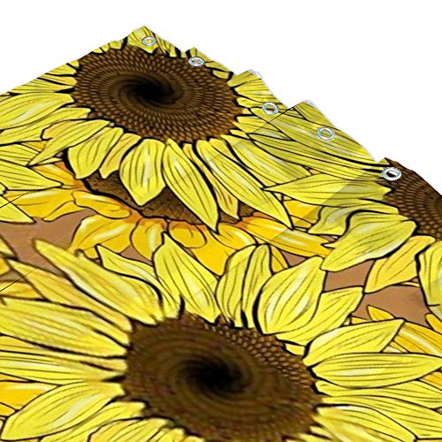 Rideau de douche tournesol en polyester imperméable 168x183 cm avec crochets - 4