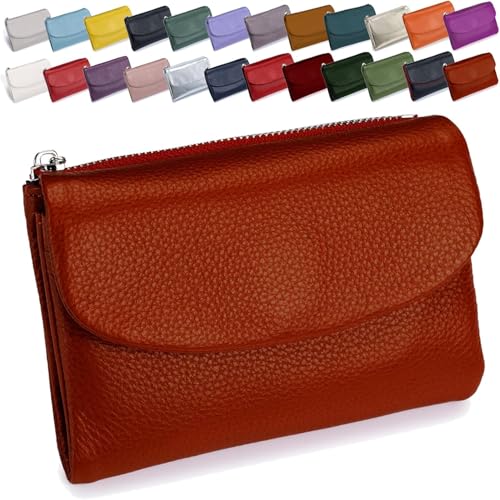 Precious Wallet for Women, Unisex Pebble Leather Wallet, Short Genuine Leather Coin Card Holder, Women's RFID Small Leather Bifold Wallet with Card Holder & Coin Purse (#14)