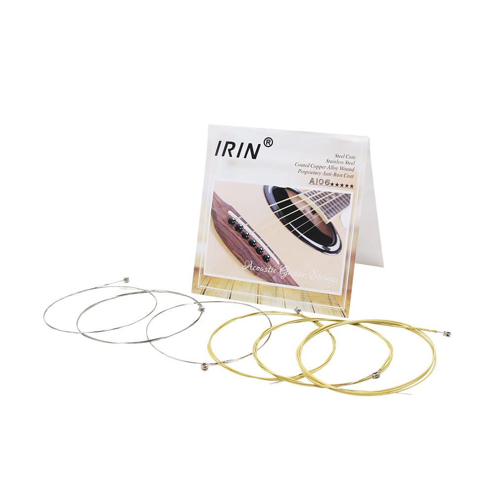 Pepisky Acoustic Folk Guitar Strings Replacement Full Set 6pcs(.009-.045) Steel Core Copper Alloy Wound with End Ball Medium Tension