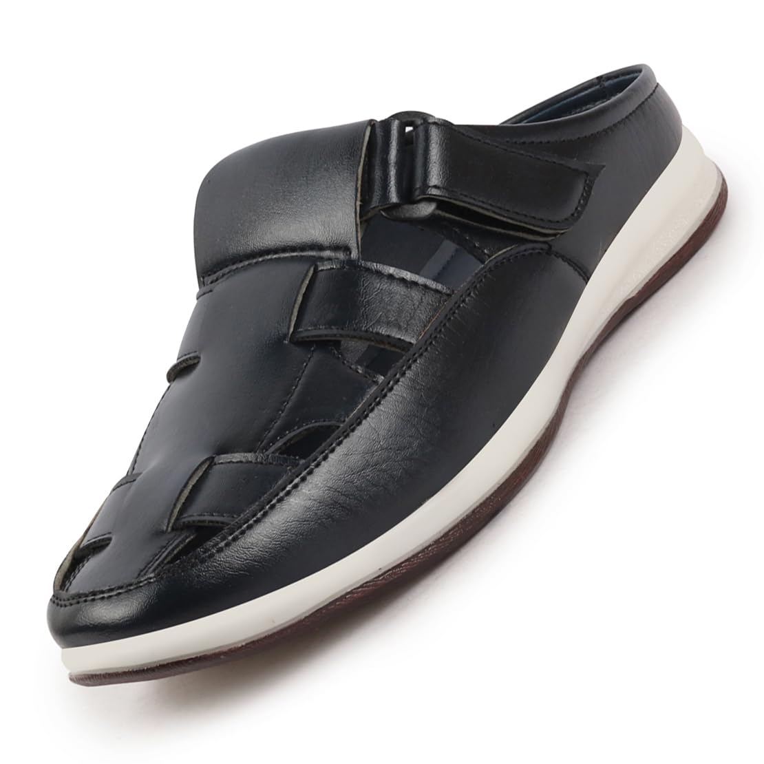 FAUSTO FST FOSMS-2109 BLACK-43 Mens Black Laser Cut Design Multi Strap Back Open Perforated Hook and Loop Sandals (9 UK) (B0CSZ1PKTZ) Amazon Price History, Amazon Price Tracker