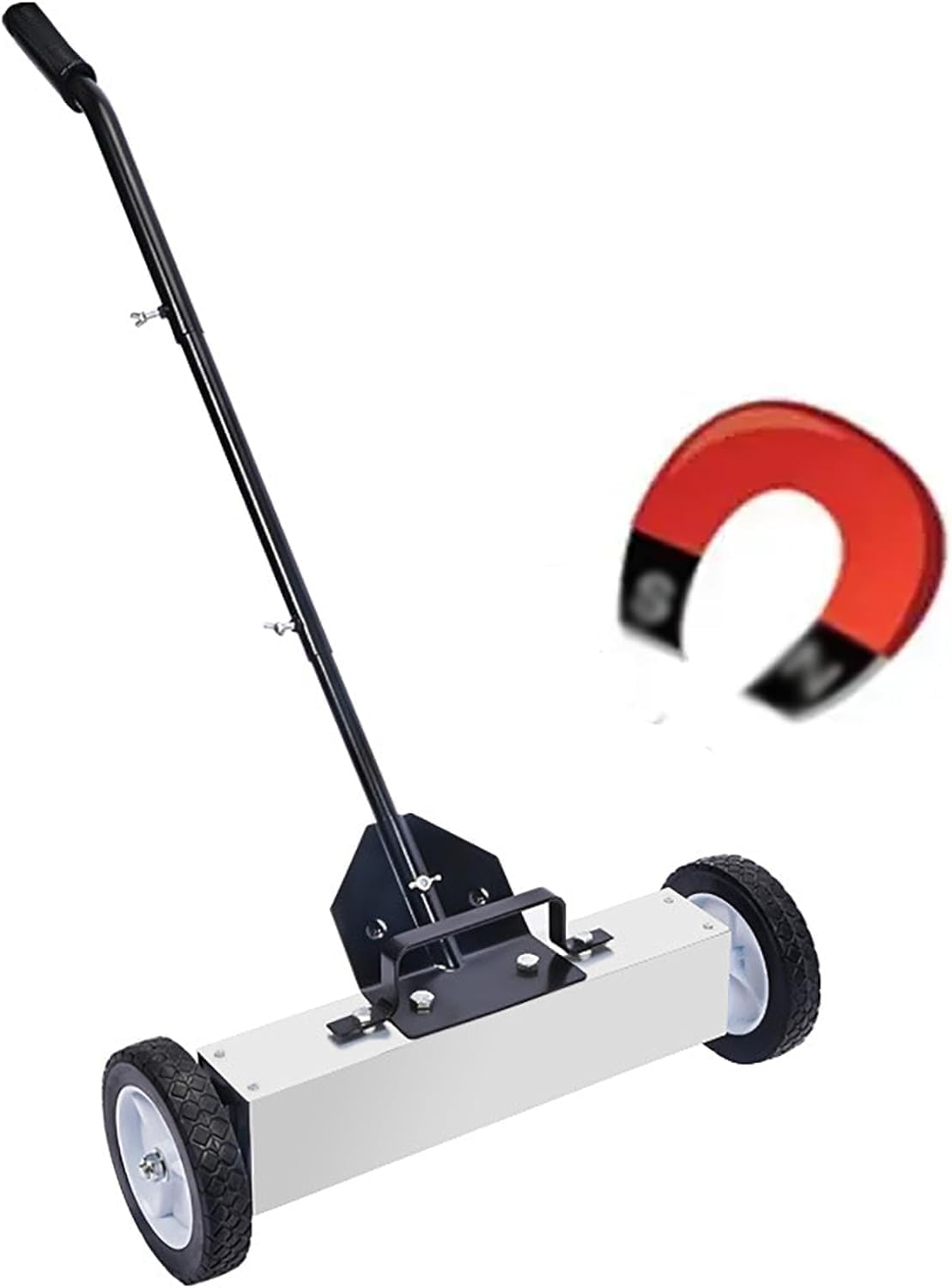 GYKOZY Rolling Magnetic Sweeper with Wheels, Hand-Pull Demagnetization Tool for Efficient Debris Collection 18in