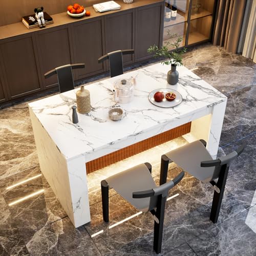 TMGSK 2026 NEW Imitation Marble Dining Table, 63"*35.4" Mordern Bar