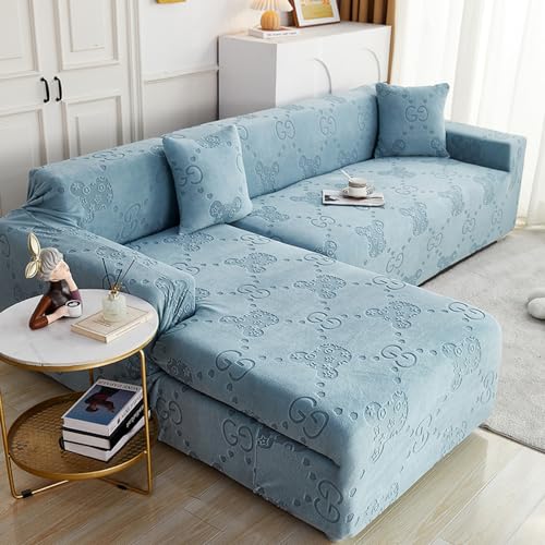Housse canape d'angle extensible jacquard anti-poussière salon