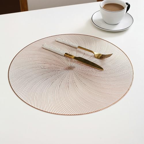 Set de table lot de 8 PVC lavable rond or rose antidérapant résistant à la chaleur Daesar - 2
